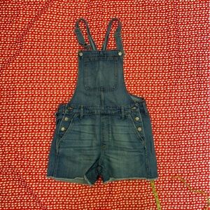 Madewell Blue Denim Overall Shorte